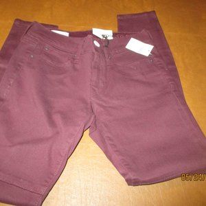 NEW GAP 1969 True Skinny Coated Jeans Womens SZ 24 W P Mid Rise Burgundy Stretch